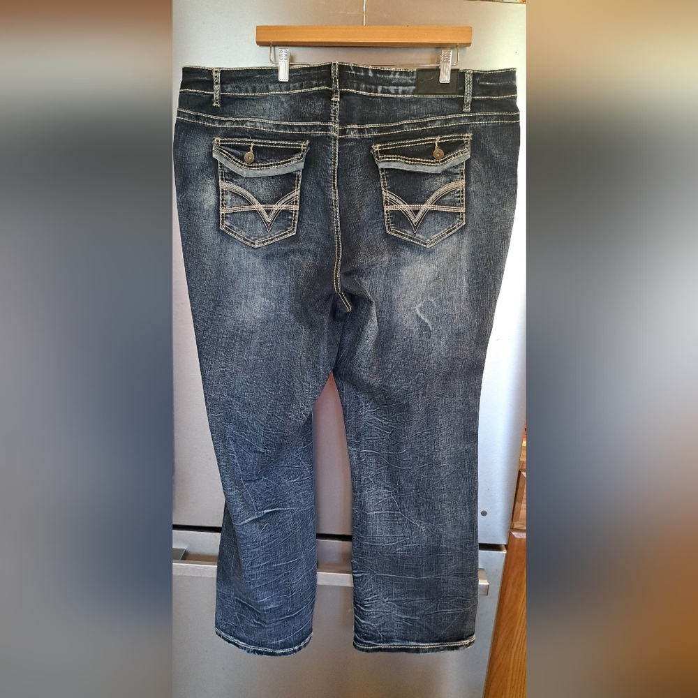 Ladies Thick Seam True Luck Jeans Size 24 Western Rodeo City Fold Over Bk Pckts